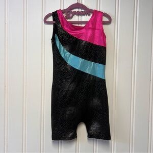 Girls Dance / Gymnastics Unitard – Color Block Sparkle – Size 160